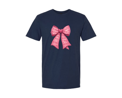 brand:Generic|color:Navy|Xoxo Coquette Bow Pink Bow Graphic T-Shirt
