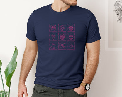 brand:Bella Canvas|color:Navy|Easter Stamp Collection Graphic T-Shirt