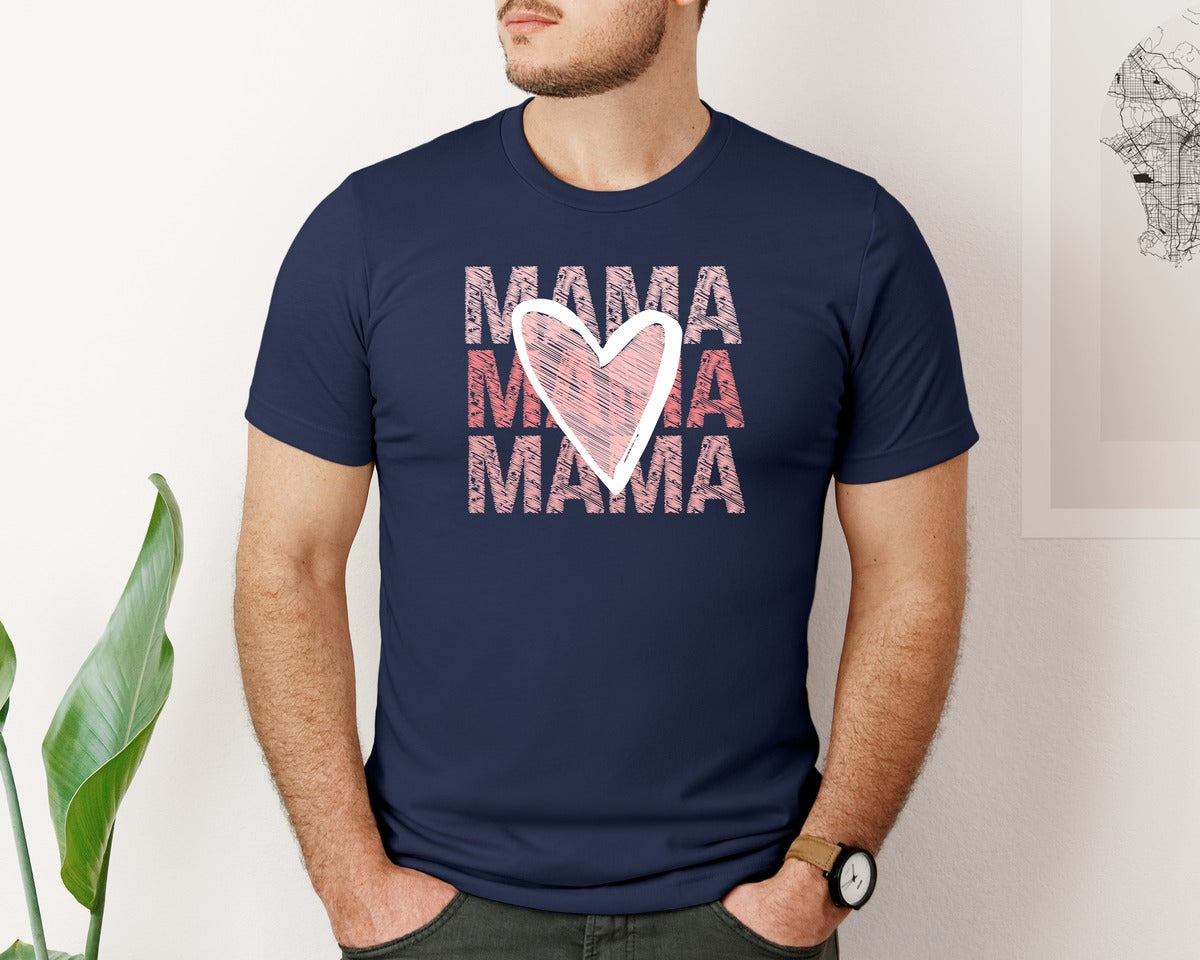 brand:Bella Canvas|color:Navy|Mama Valentines Day Graphic T-Shirt