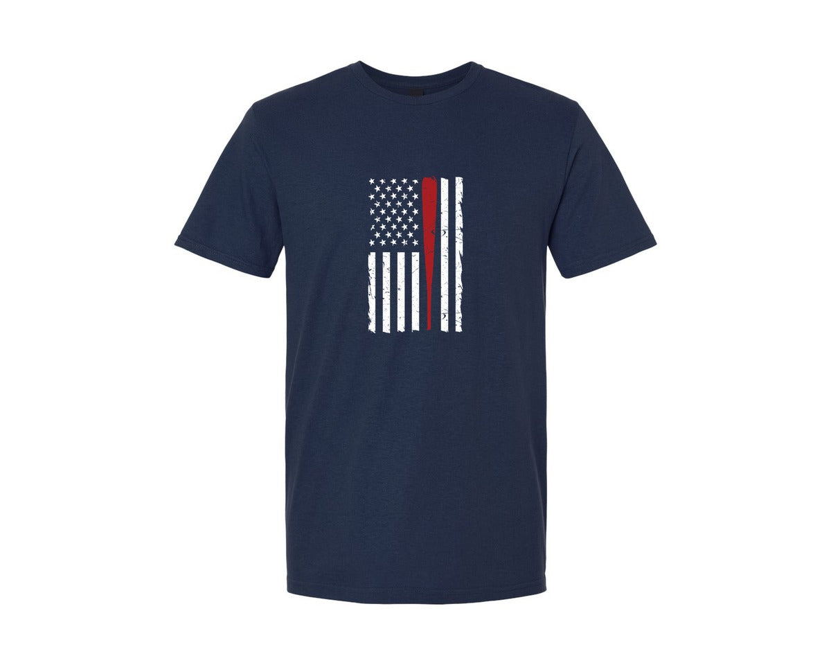 brand:Generic|color:Navy|American Baseball Flag Graphic T-Shirt