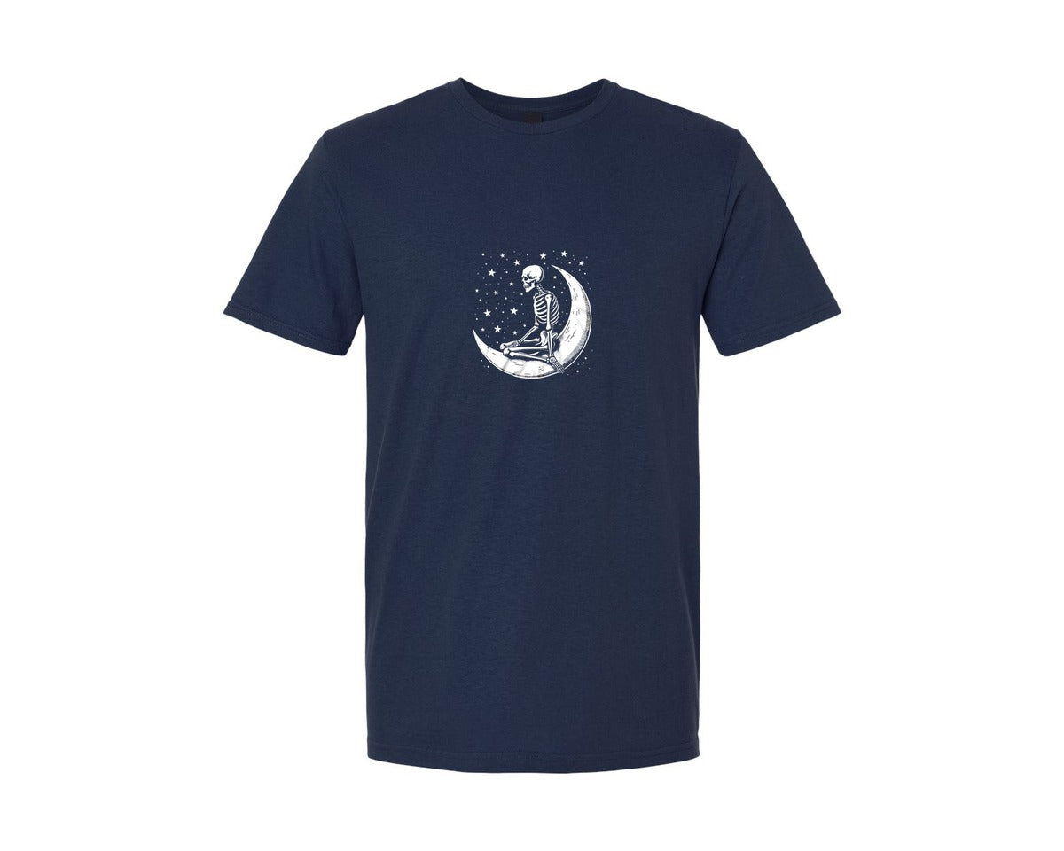 brand:Generic|color:Navy|Skeleton Moon Goth Halloween Sublima 2 Graphic T-Shirt