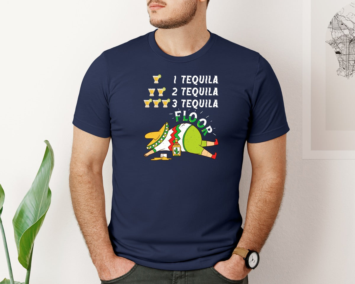 brand:Bella Canvas|color:Navy|Tequila Cinco De Mayo T Shirt Graphic T-Shirt