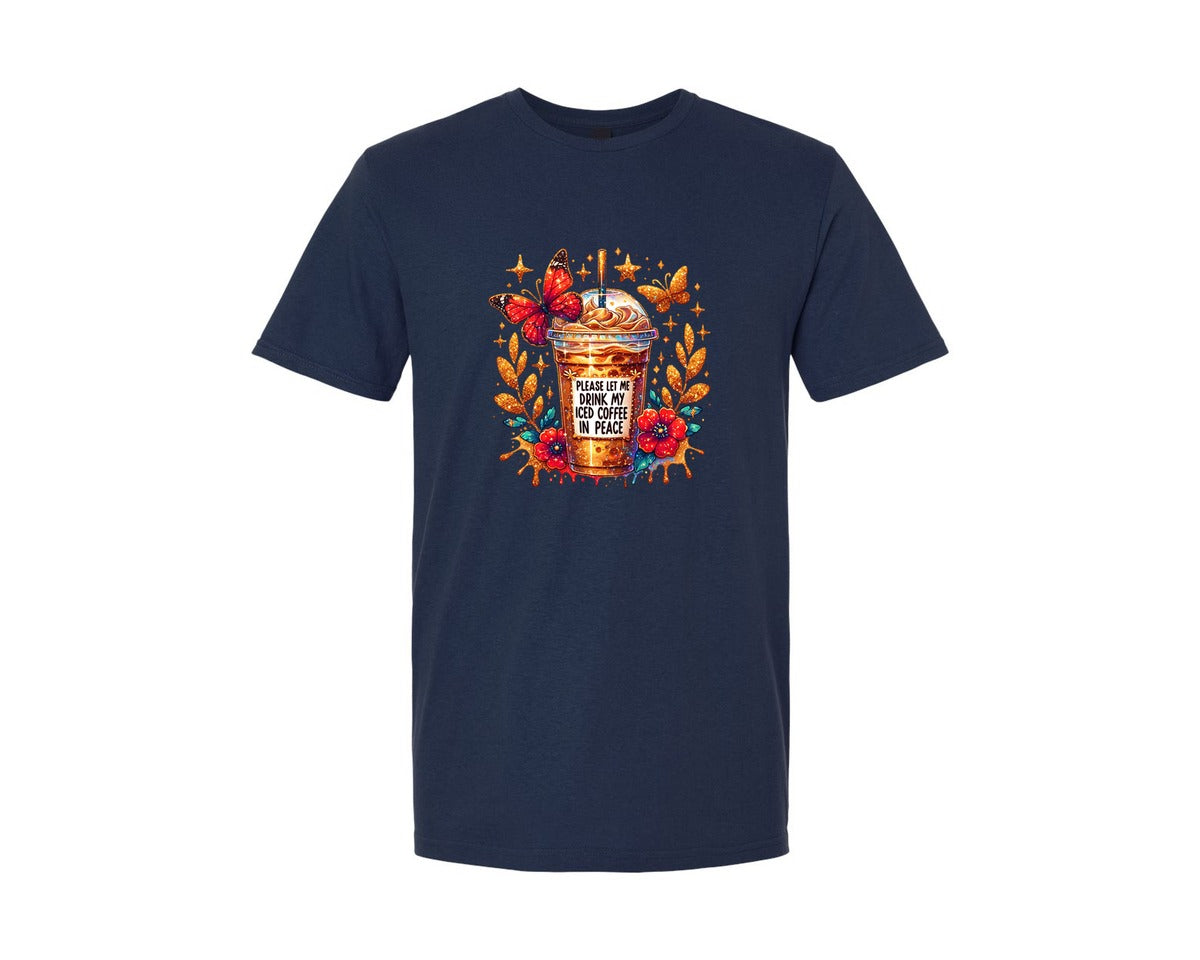 brand:Generic|color:Navy|Funny Iced Coffee Lover Graphic T-Shirt