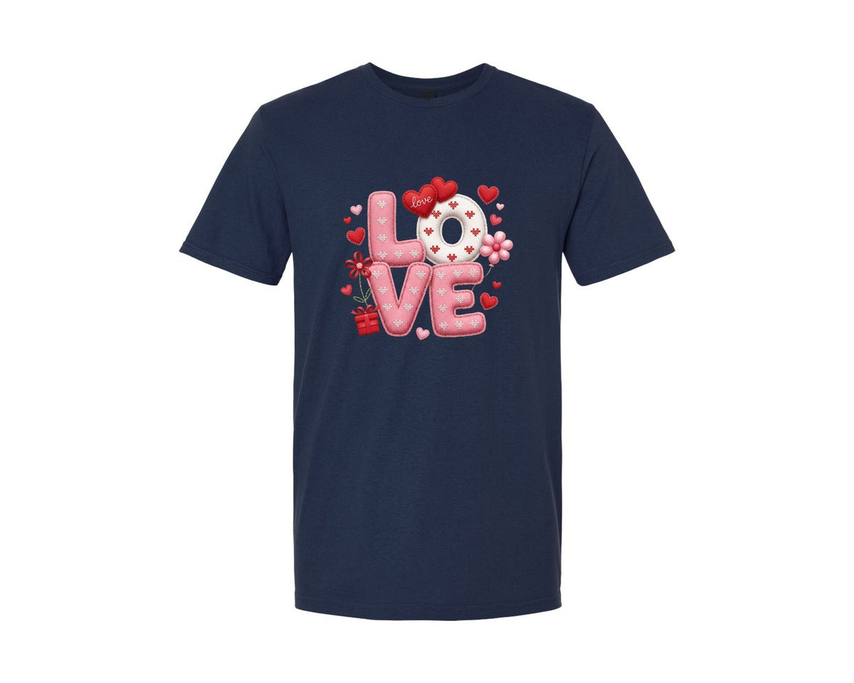 brand:Generic|color:Navy|Faux Yarn Love Cherry Valentine 6 Graphic T-Shirt