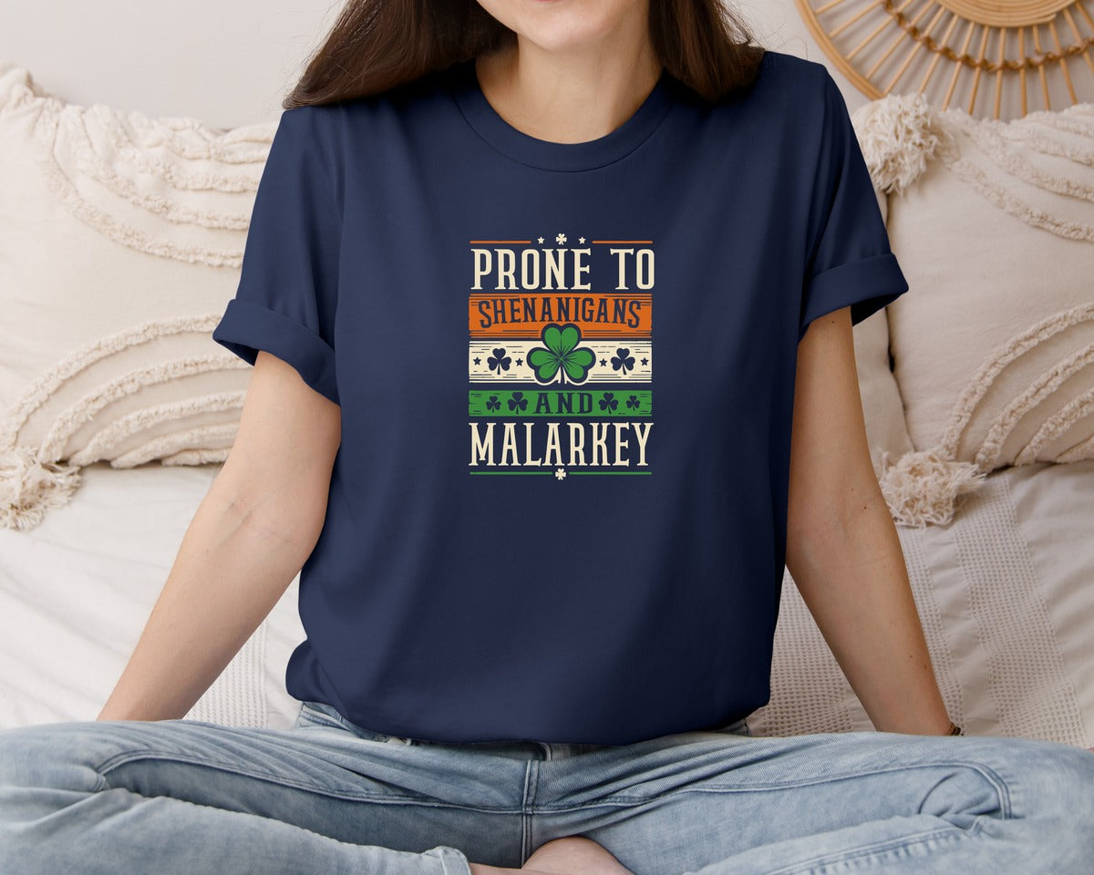 brand:Bella Canvas|color:Navy|Prone To Shenanigans And Malarkey 20 Graphic T-Shirt