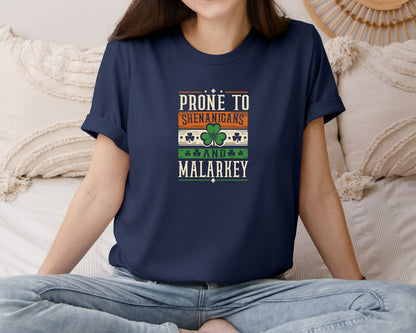 brand:Bella Canvas|color:Navy|Prone To Shenanigans And Malarkey 20 Graphic T-Shirt