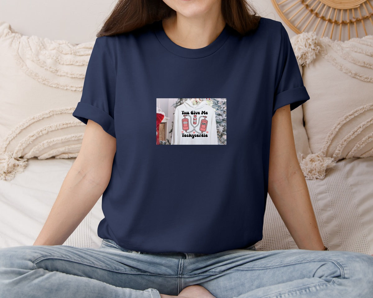 brand:Bella Canvas|color:Navy|You Give Me Tachycardia 2 Graphic T-Shirt