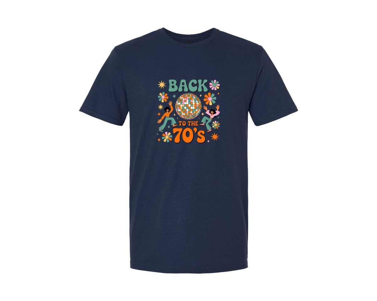 brand:Generic|color:Navy|Funky Disco Ball Back To The 70S Graphic T-Shirt