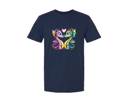brand:Generic|color:Navy|Valentine Dragon Couple Graphic T-Shirt