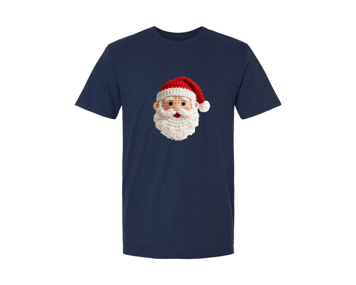 brand:Generic|color:Navy|Crochet Yarn Santa Shirt Design Graphic T-Shirt