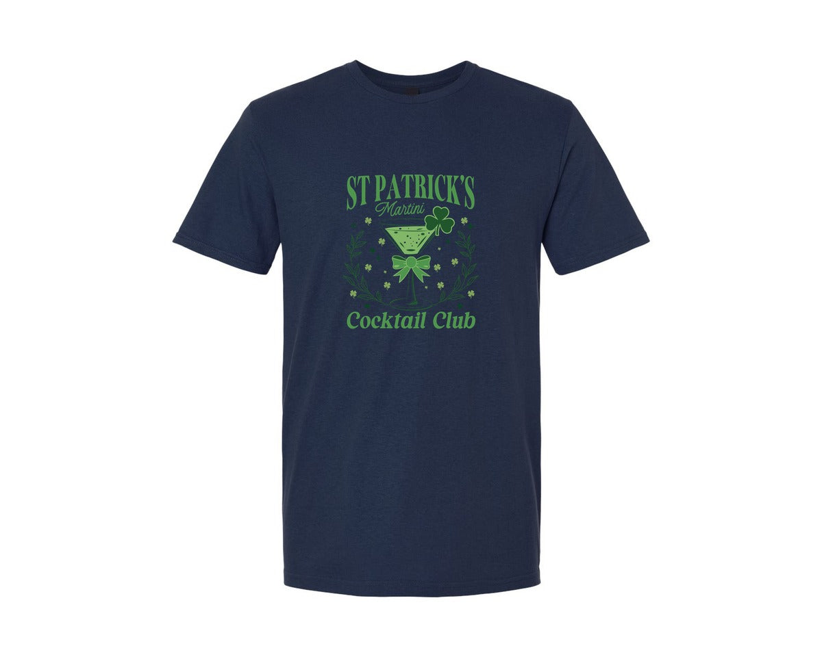 brand:Generic|color:Navy|St Patricks Day Retro Cocktail Club Graphic T-Shirt