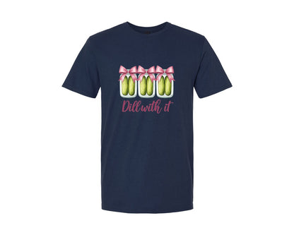 brand:Generic|color:Navy|Coquette Dill With It Funny Pickle Graphic T-Shirt