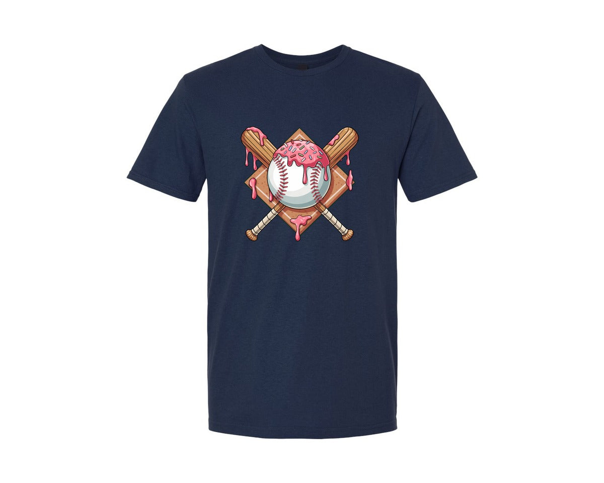 brand:Generic|color:Navy|Baseball Icing Drip Sweet Game Day 2 Graphic T-Shirt