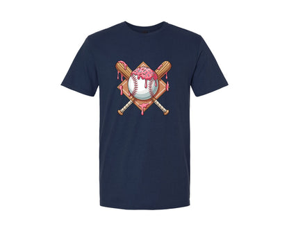 brand:Generic|color:Navy|Baseball Icing Drip Sweet Game Day 2 Graphic T-Shirt