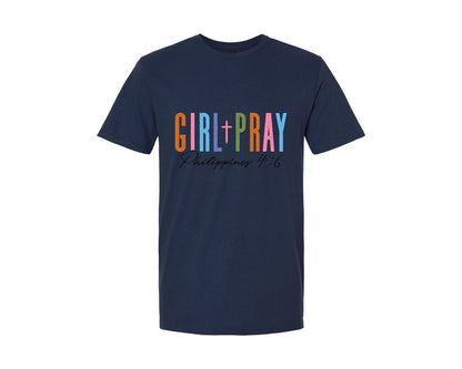 brand:Generic|color:Navy|Girl Pray Christian Quote Girl Graphic T-Shirt