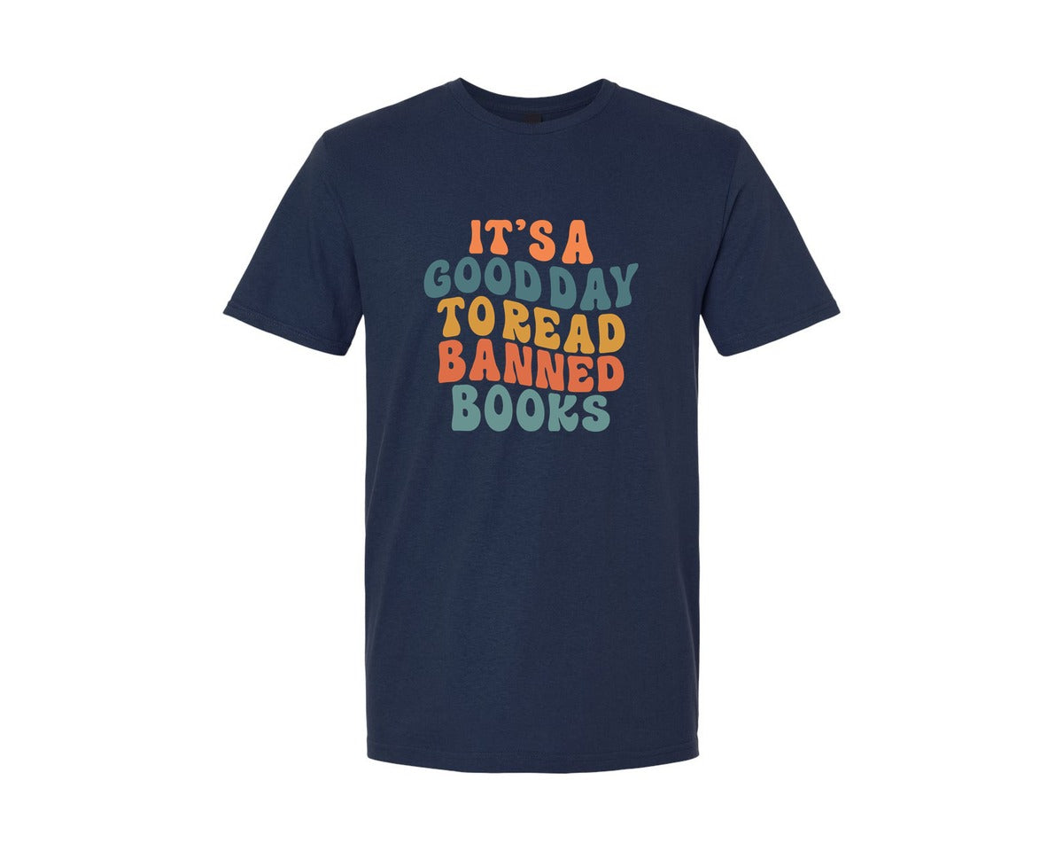 brand:Generic|color:Navy|Its A Good Day To Read A Banned Books Graphic T-Shirt