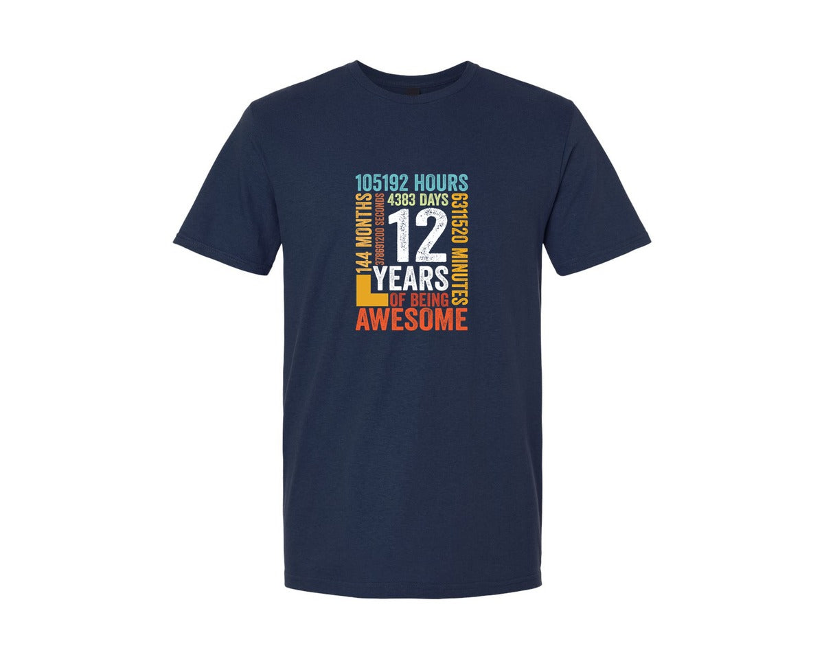 brand:Generic|color:Navy|12 Years Of Being Awesome Second Minutes Graphic T-Shirt