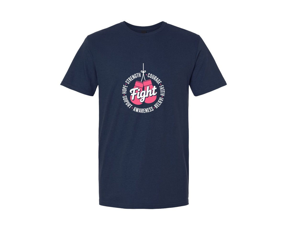 brand:Generic|color:Navy|Pink Boxing Gloves Fight Against Cancer Graphic T-Shirt