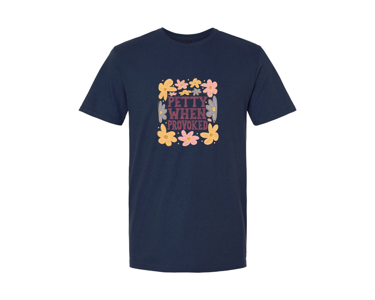 brand:Generic|color:Navy|Petty When Provoked Boho Floral Graphic T-Shirt