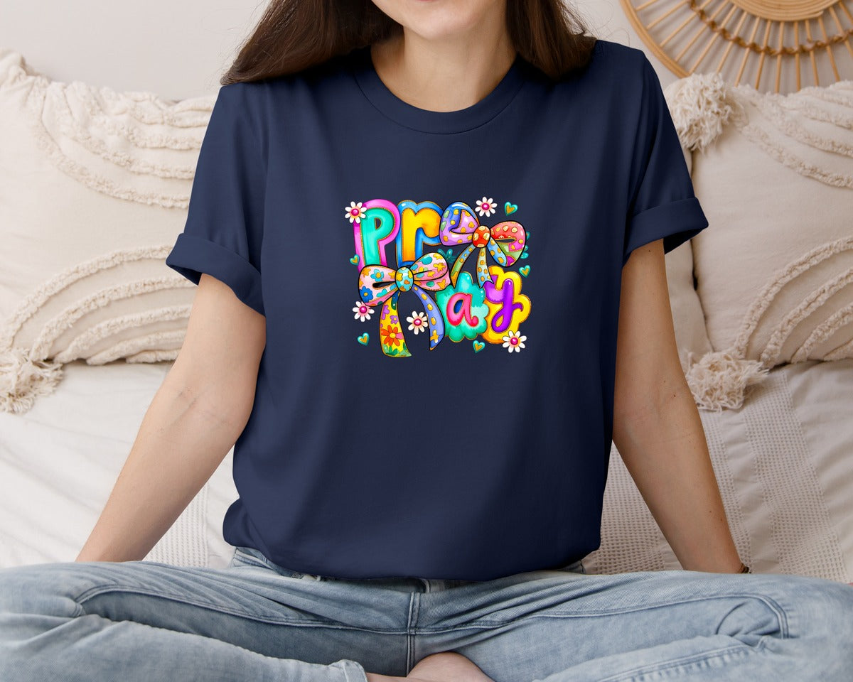 brand:Bella Canvas|color:Navy|Floral Christian Coquette Religious Graphic T-Shirt