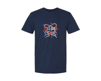brand:Generic|color:Navy|Oh My Stars 4Th Of July Coquette Graphic T-Shirt