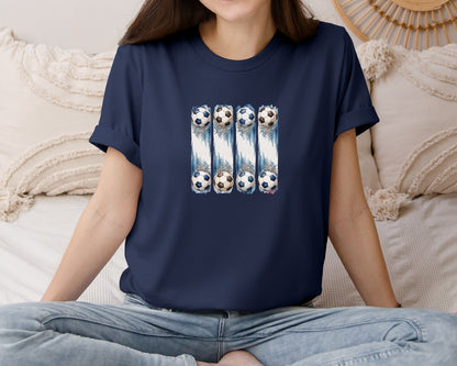 brand:Bella Canvas|color:Navy|Brushstroke Soccer Ball Game Day Graphic T-Shirt