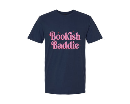 brand:Generic|color:Navy|Bookish Baddie Reading Book Quote Graphic T-Shirt