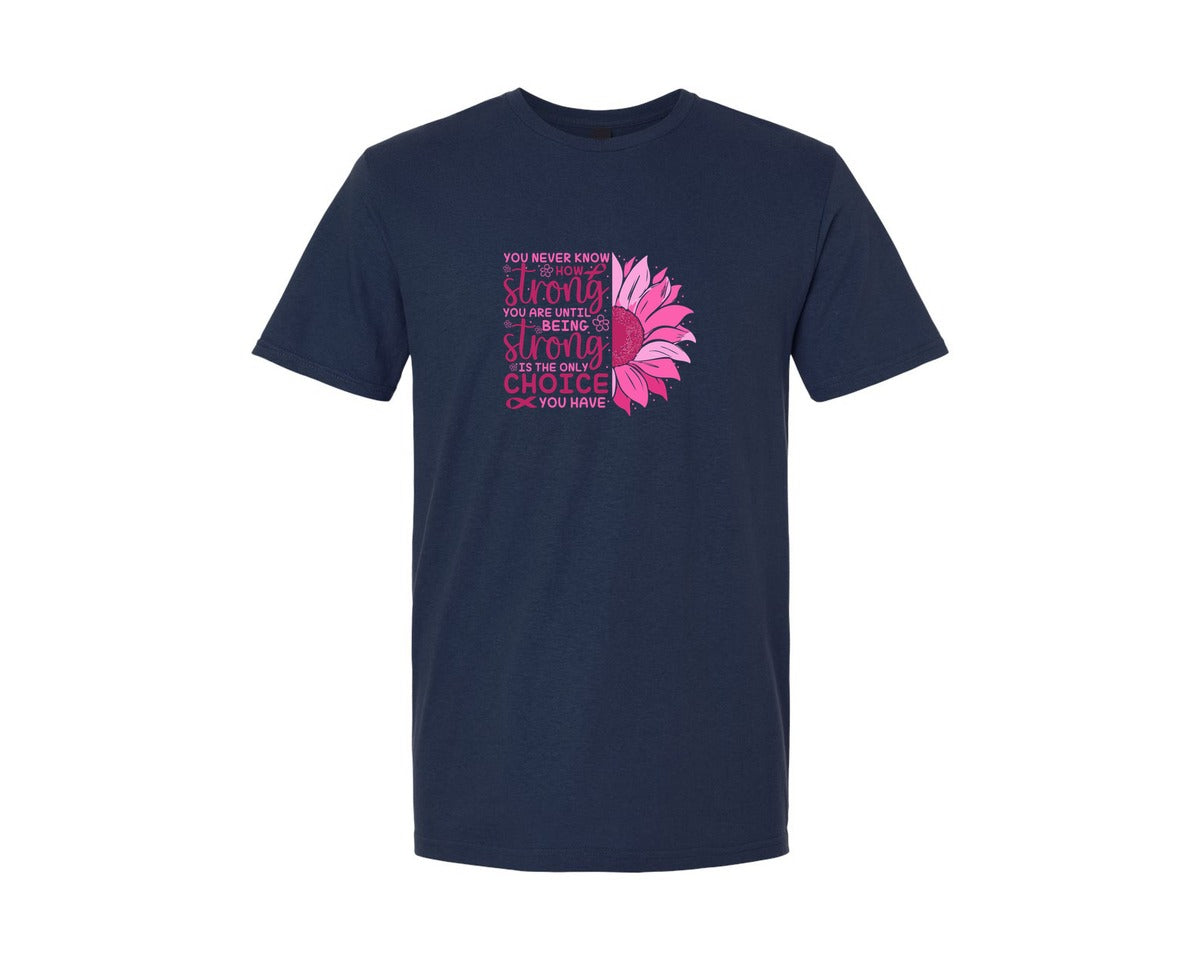 brand:Generic|color:Navy|Breast Cancer Awareness Sunflower Graphic T-Shirt