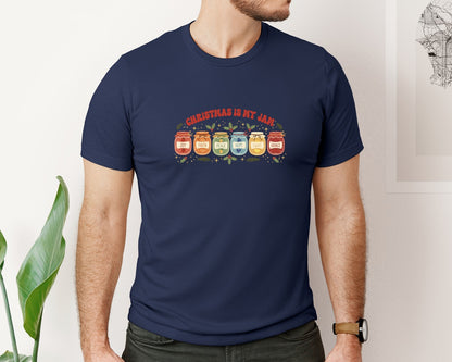 brand:Bella Canvas|color:Navy|Christmas Is My Jam Christian 4 Graphic T-Shirt