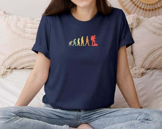 Evolution Hiking Retro T Shirt Design Graphic T-Shirt