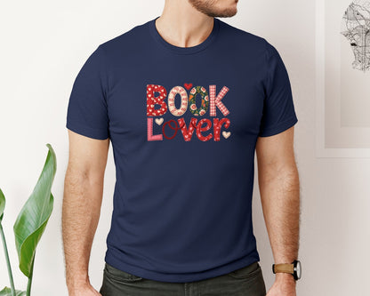 brand:Bella Canvas|color:Navy|Valentines Day Book Lover 3 Graphic T-Shirt
