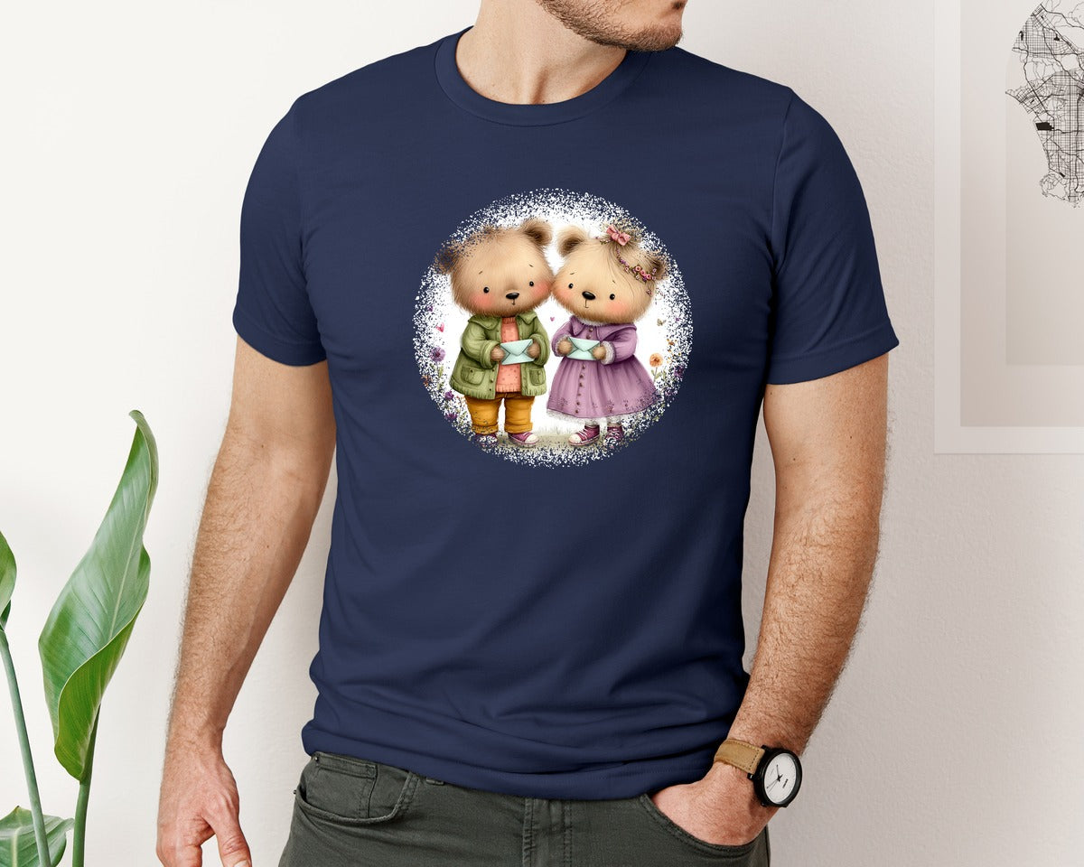 brand:Bella Canvas|color:Navy|Couple Animals Round Tshirt 31 Graphic T-Shirt