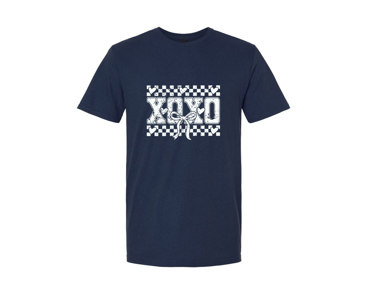brand:Generic|color:Navy|Valentines Day Bow Xoxo 2 Graphic T-Shirt