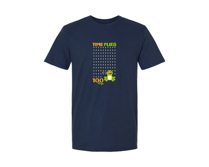 brand:Generic|color:Navy|Funny Frog Time Flies 100 Days Of School Graphic T-Shirt