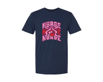 brand:Generic|color:Navy|Nurse Coquette Bow Valentines Day Graphic T-Shirt