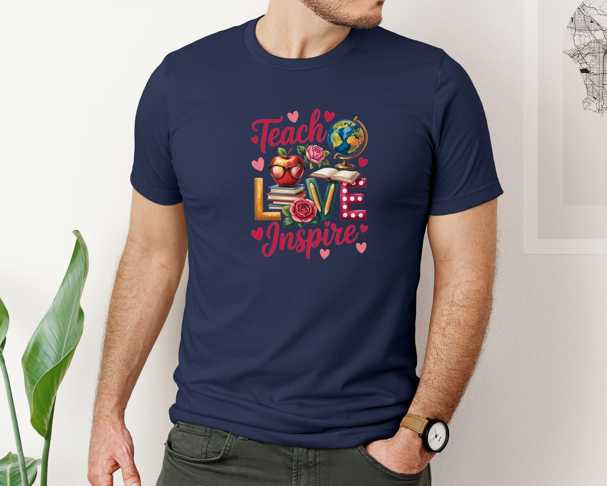 brand:Bella Canvas|color:Navy|Valentines Day Pngteachers Day Graphic T-Shirt