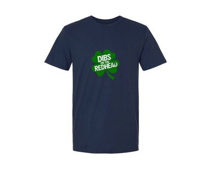 brand:Generic|color:Navy|Dibs On Redhead Shamrock Graphic T-Shirt