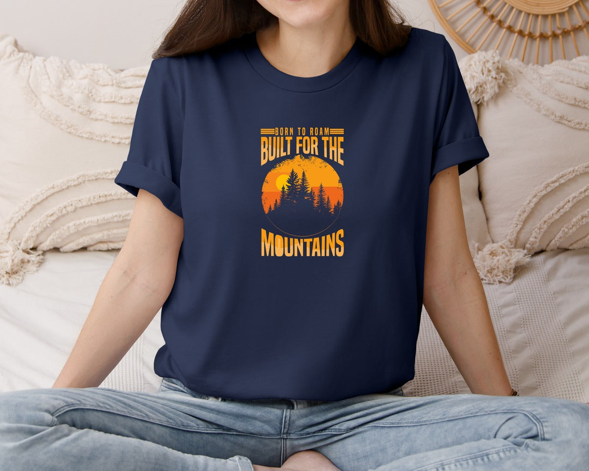 brand:Bella Canvas|color:Navy|Wild Life Experience Mountain Hiking Tee 6 Graphic T-Shirt