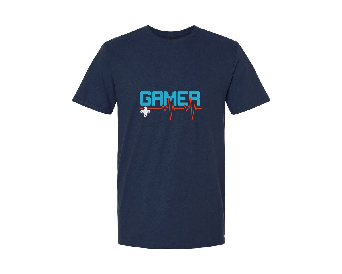 brand:Generic|color:Navy|Gamer Heartbeat Video Games Game Graphic T-Shirt