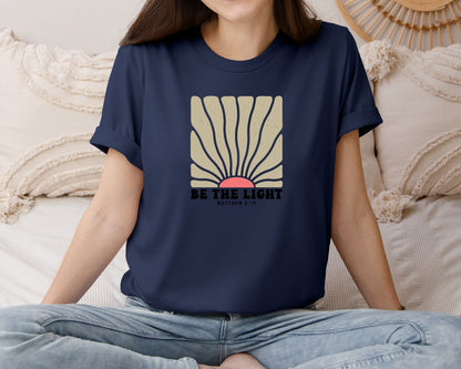 brand:Bella Canvas|color:Navy|Be The Light Mathew 514 Bible Graphic T-Shirt