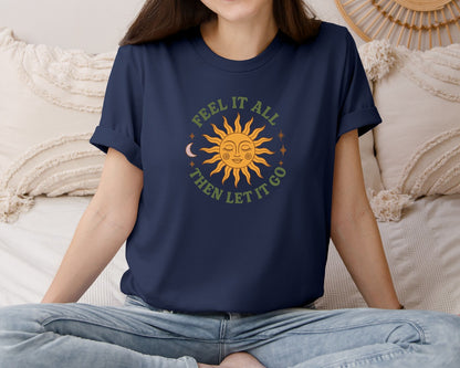 brand:Bella Canvas|color:Navy|Boho Celestial Sun Feel It All Graphic T-Shirt