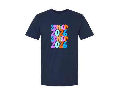 brand:Generic|color:Navy|Preppy Senior 2026 Trendy Neon Shirt Graphic T-Shirt