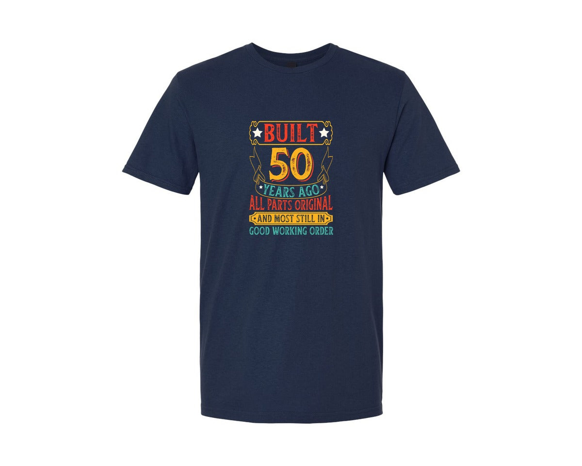 brand:Generic|color:Navy|Built 50 Years Ago All Parts Original Graphic T-Shirt