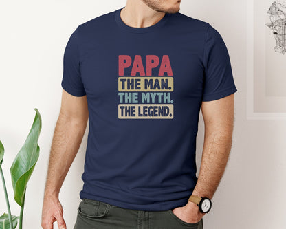 brand:Bella Canvas|color:Navy|Papa Shirt Father Shirt Graphic T-Shirt