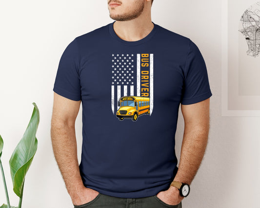 School Bus Driver Usa American Flag 2 Graphic T-Shirt