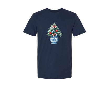 brand:Generic|color:Navy|Preppy Christmas Tree Graphic 8 Graphic T-Shirt