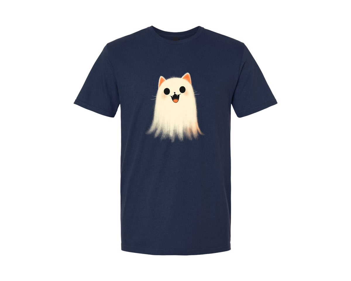 brand:Generic|color:Navy|Halloween Ghost And Cat 7 Graphic T-Shirt
