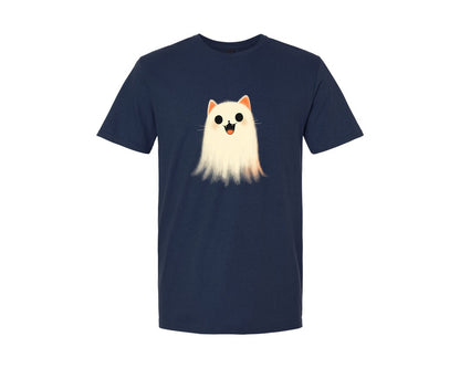 brand:Generic|color:Navy|Halloween Ghost And Cat 7 Graphic T-Shirt