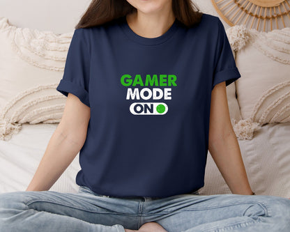 brand:Bella Canvas|color:Navy|Gamer Mode On Gamer T Shirt Design Graphic T-Shirt
