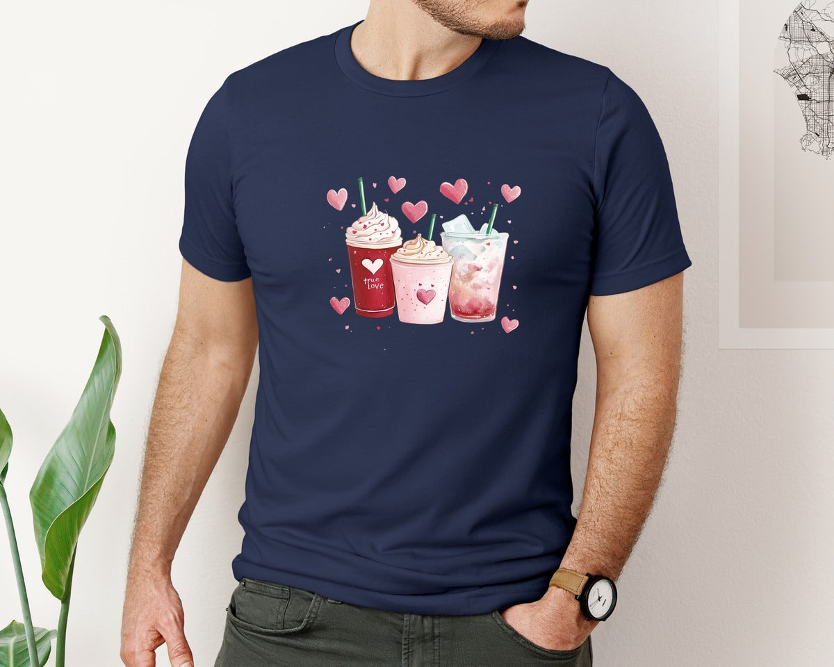 brand:Bella Canvas|color:Navy|Valentines Day Coffee Lover 59 Graphic T-Shirt
